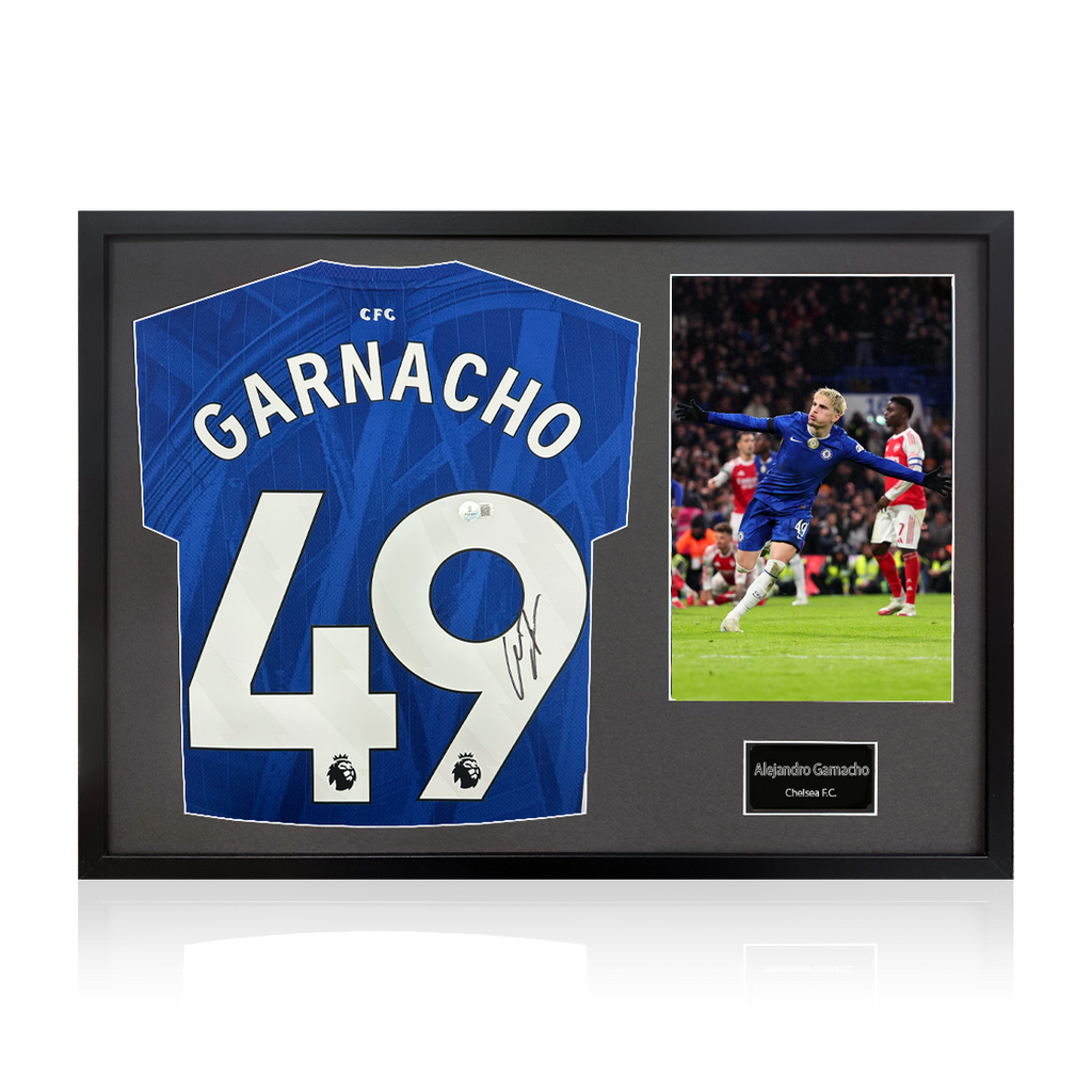 Alejandro Garnacho Signed Chelsea Shirt Classic Frame (Beckett)