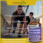Magnesium, Calcium, Zinc & Vitamin D3 (Vegan D3) - Advanced Immunity Support, 6 Months Supply | Made in the UK