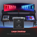 HOMCOM Gaming Desk Writing Racing Computer Table Workstation with Headphone Hook Curved Front Adjustable Feet for Home Office Use 140 x 60cm