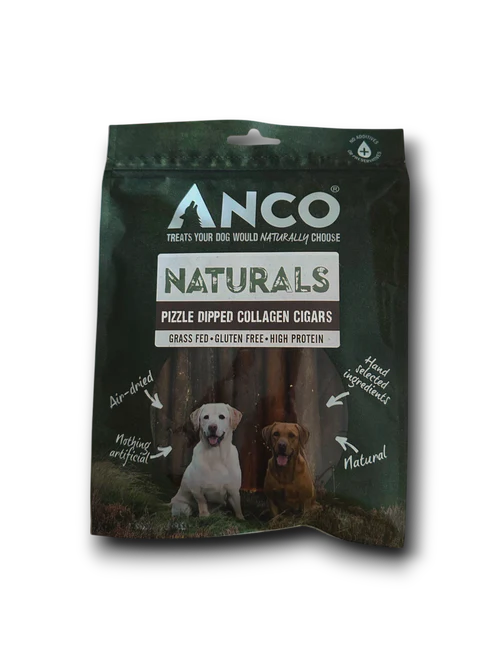 Anco Naturals Pizzle Dipped Collagen Cigars – High Protein Dental Dog Chew 150g