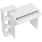 HOMCOM Desk with Storage, Computer Desk with 3 Open Shelves and Drawer, Workstation, Computer Table, White