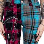 Chemical Black Azaria Pink & Blue Tartan Punk Trousers