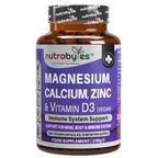 Magnesium, Calcium, Zinc & Vitamin D3 (Vegan D3) - Advanced Immunity Support, 6 Months Supply | Made in the UK