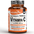 High Strength Vitamin C and Zinc | Advanced Immunity Support | 60 Vegan Capsules | 1 Month Supply | Made in the UK
