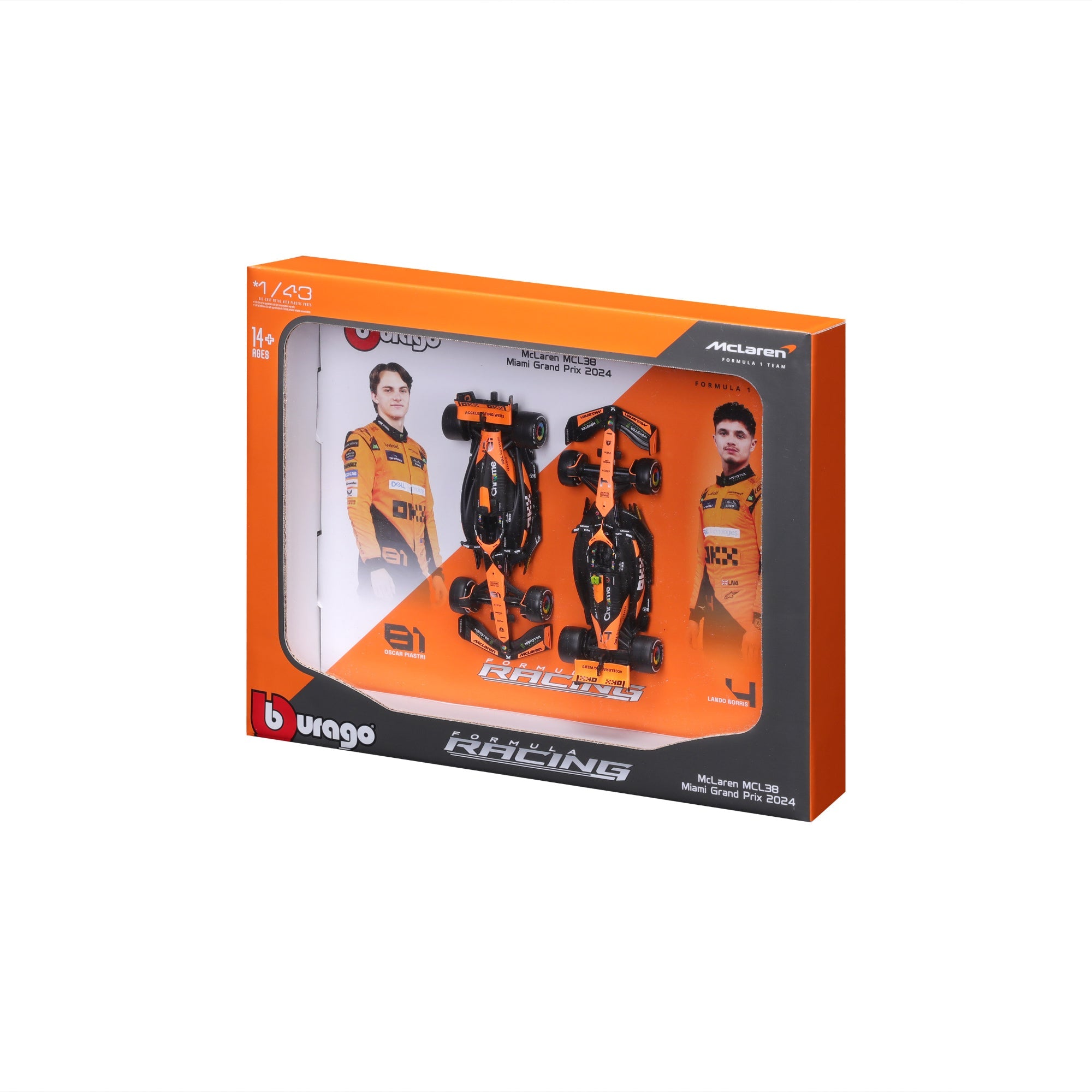 1:43 F1 McLaren MCL38 2024 Two Pack Lando Norris & Oscar Piastri