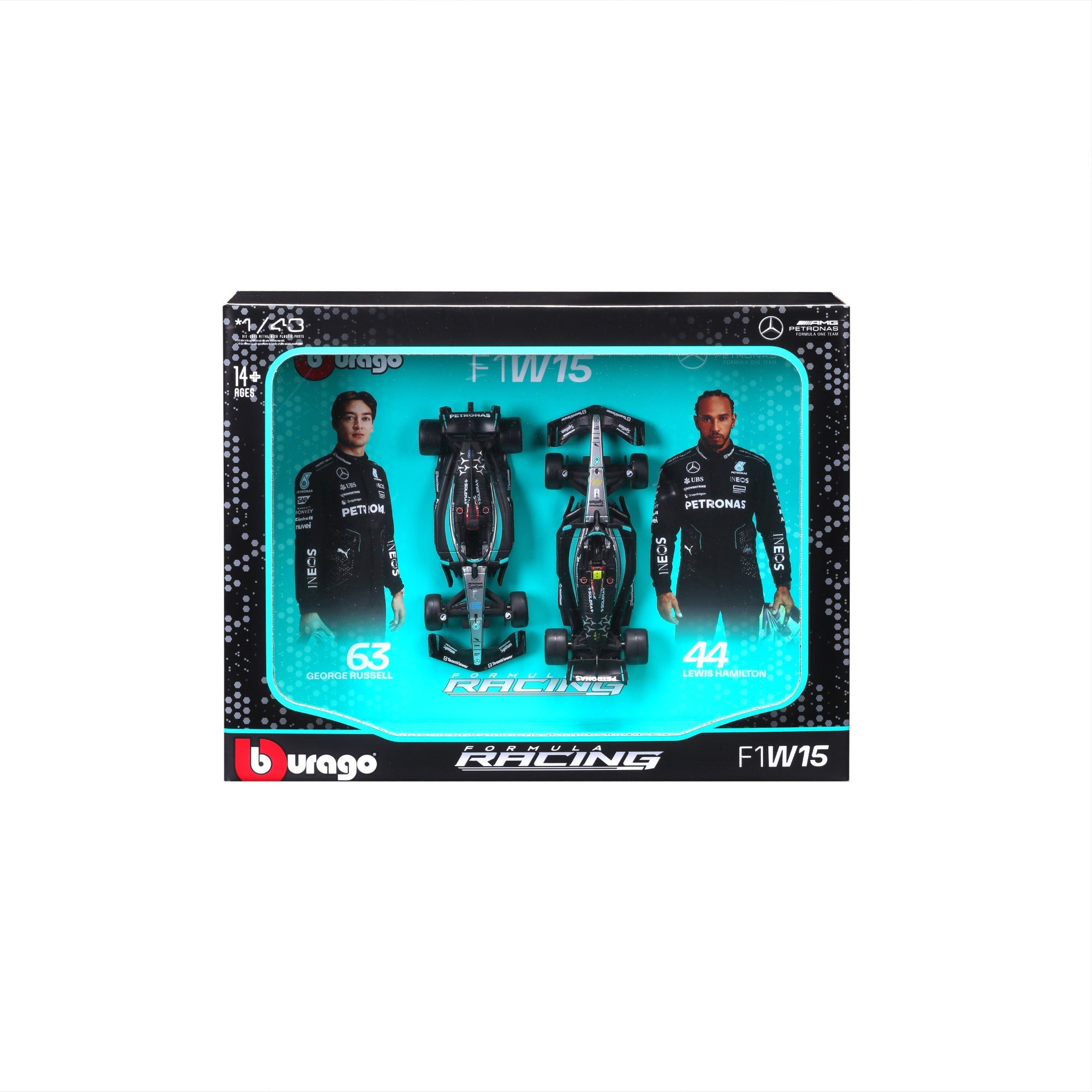 1:43 F1 Mercedes AMG W15 2024 Two Pack Lewis Hamilton and George Russell