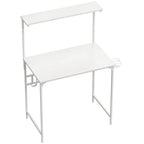 HOMCOM Computer Desk, 80cm Home Office Study Table with Hutch Shelf, Cup Holder, Headphone Hook, White