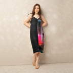 Half Black Half Báijiǔ - Womens Chiffon Slip Dress