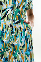 Belen Brushstroke Print V-neck Jumpsuit