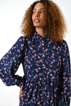 Bricia Naïve Posy Print Tiered Midi Dress - Navy