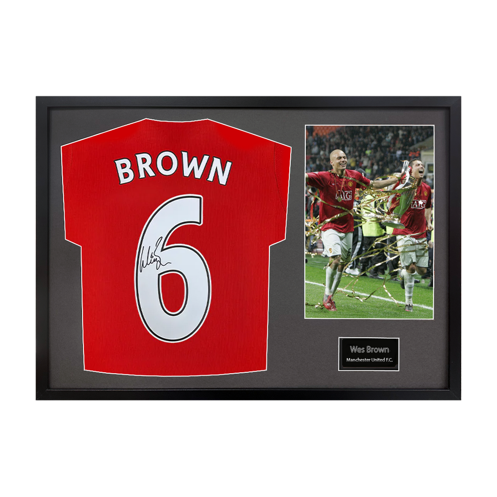 Wes Brown Signed Manchester United Shirt Classic Frame