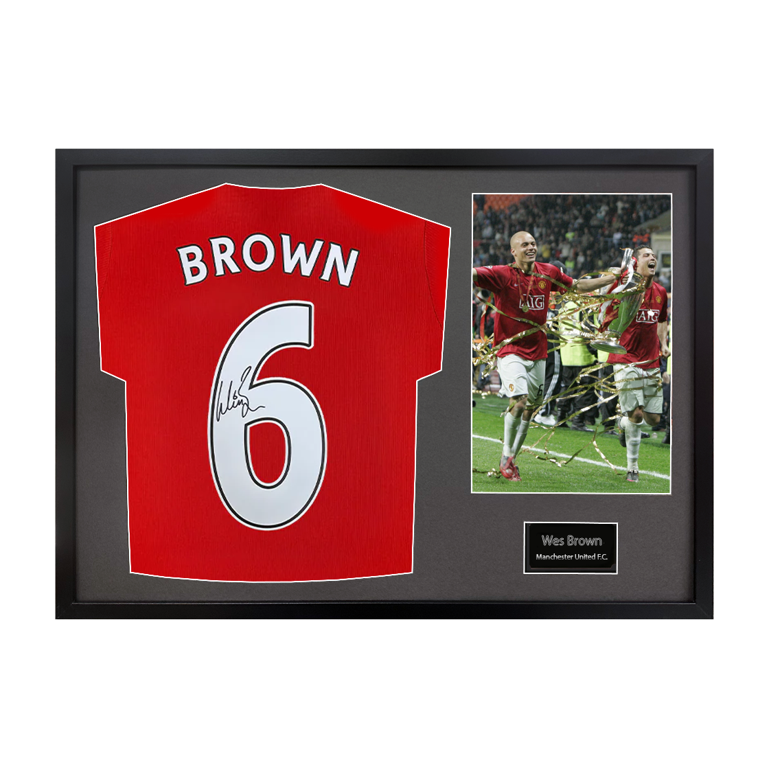 Wes Brown Signed Manchester United Shirt Classic Frame