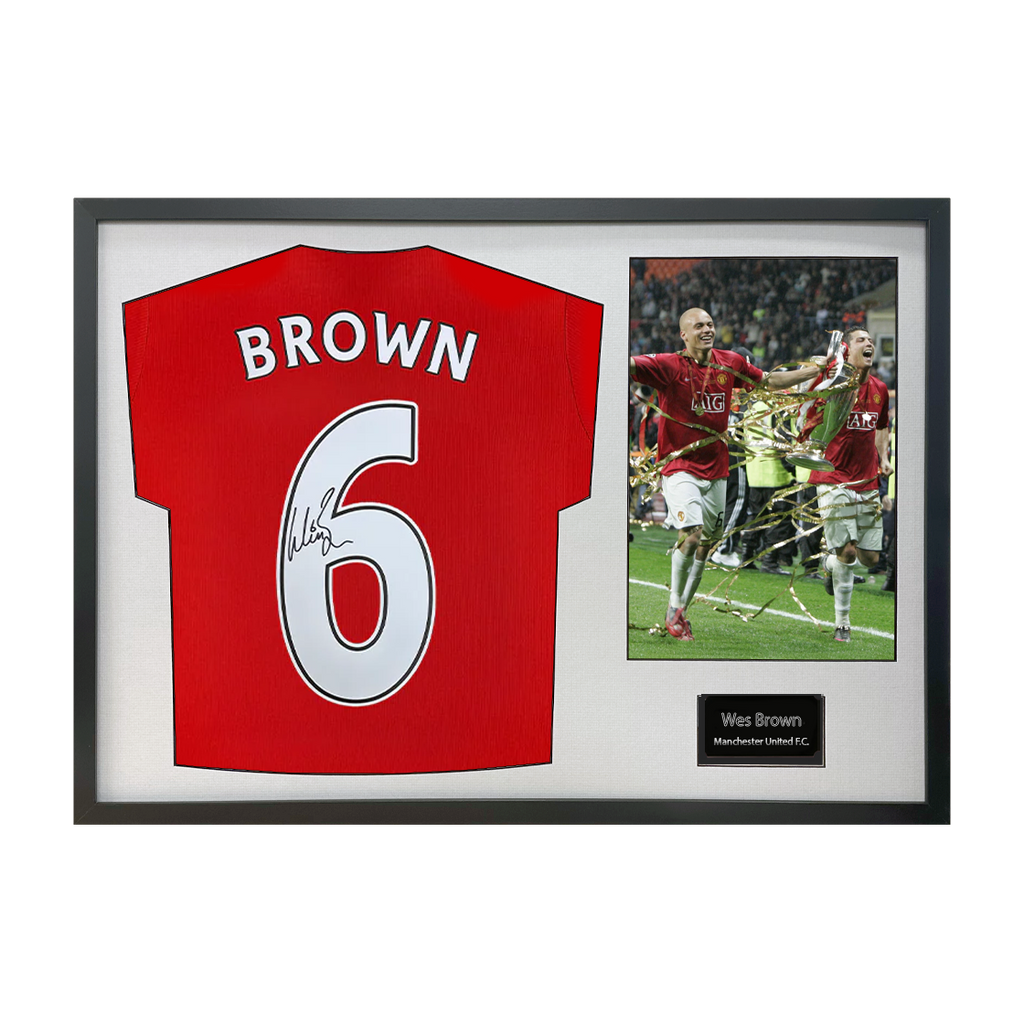 Wes Brown Signed Manchester United Shirt Classic Frame