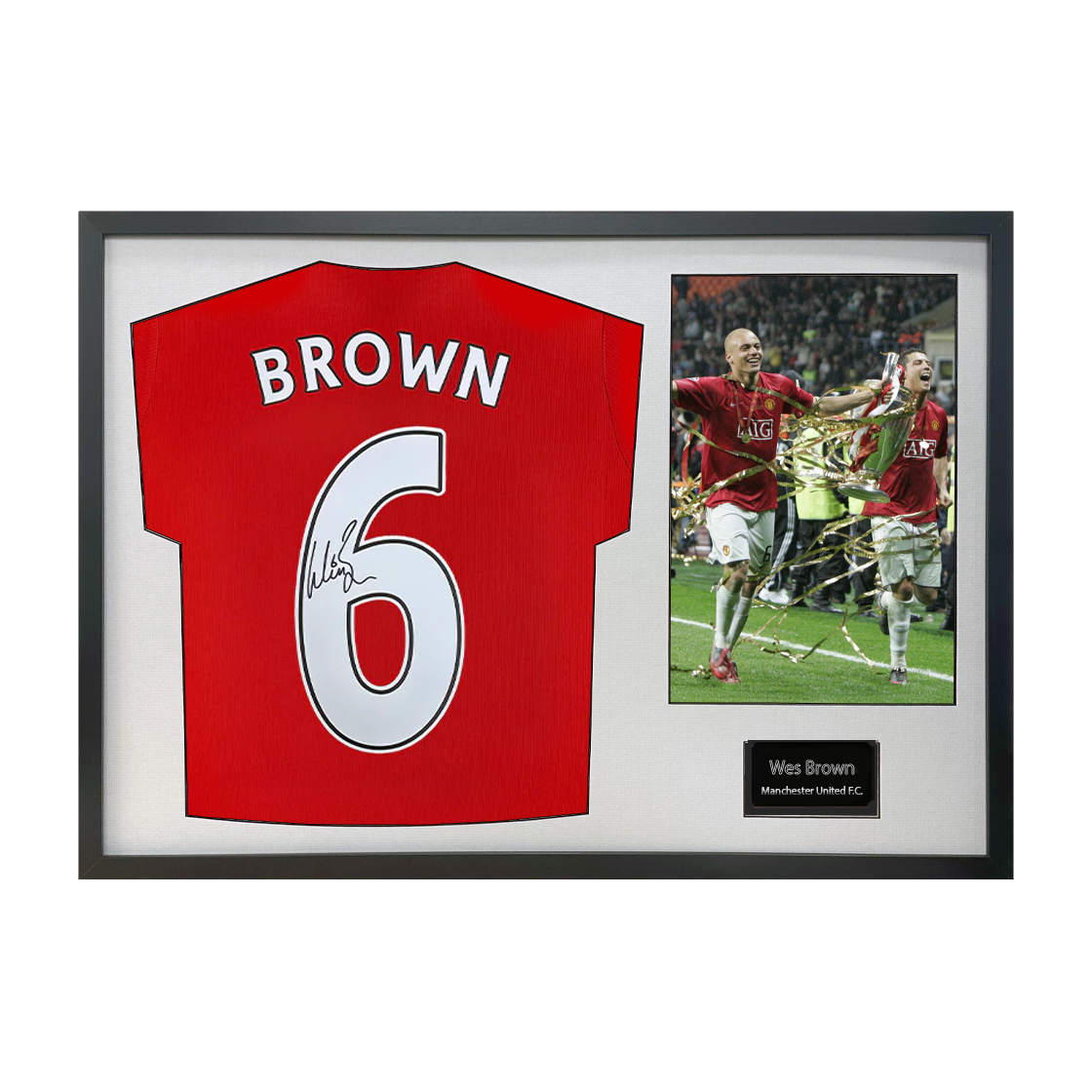 Wes Brown Signed Manchester United Shirt Classic Frame