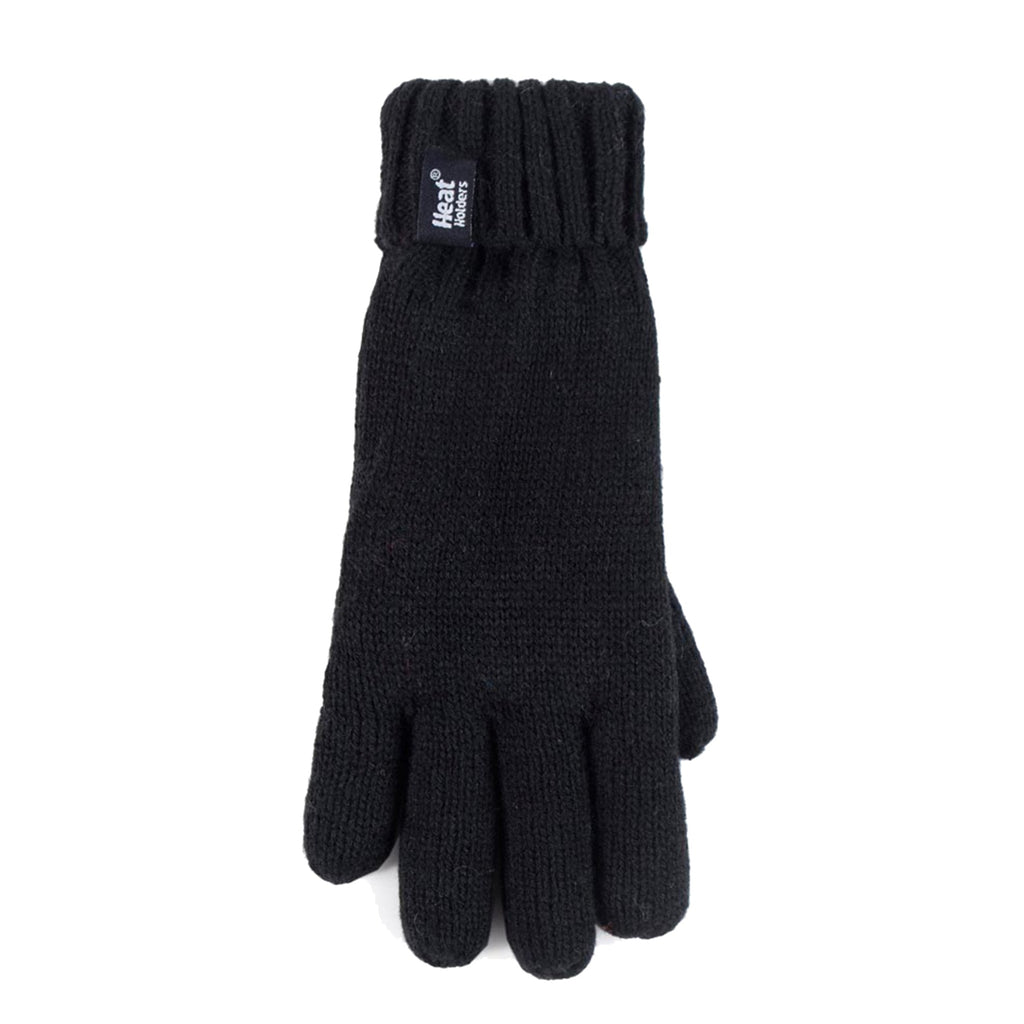 Children Winter Warm Fleece Lined Knit Turn Over Cuff Ribbed Hat & Gloves Set
