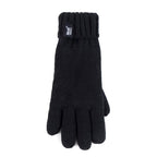 Children Winter Warm Fleece Lined Knit Turn Over Cuff Ribbed Hat & Gloves Set