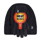 Kids Girls Cable Knitted Warm Fleece Lined Winter Hat & Gloves Set