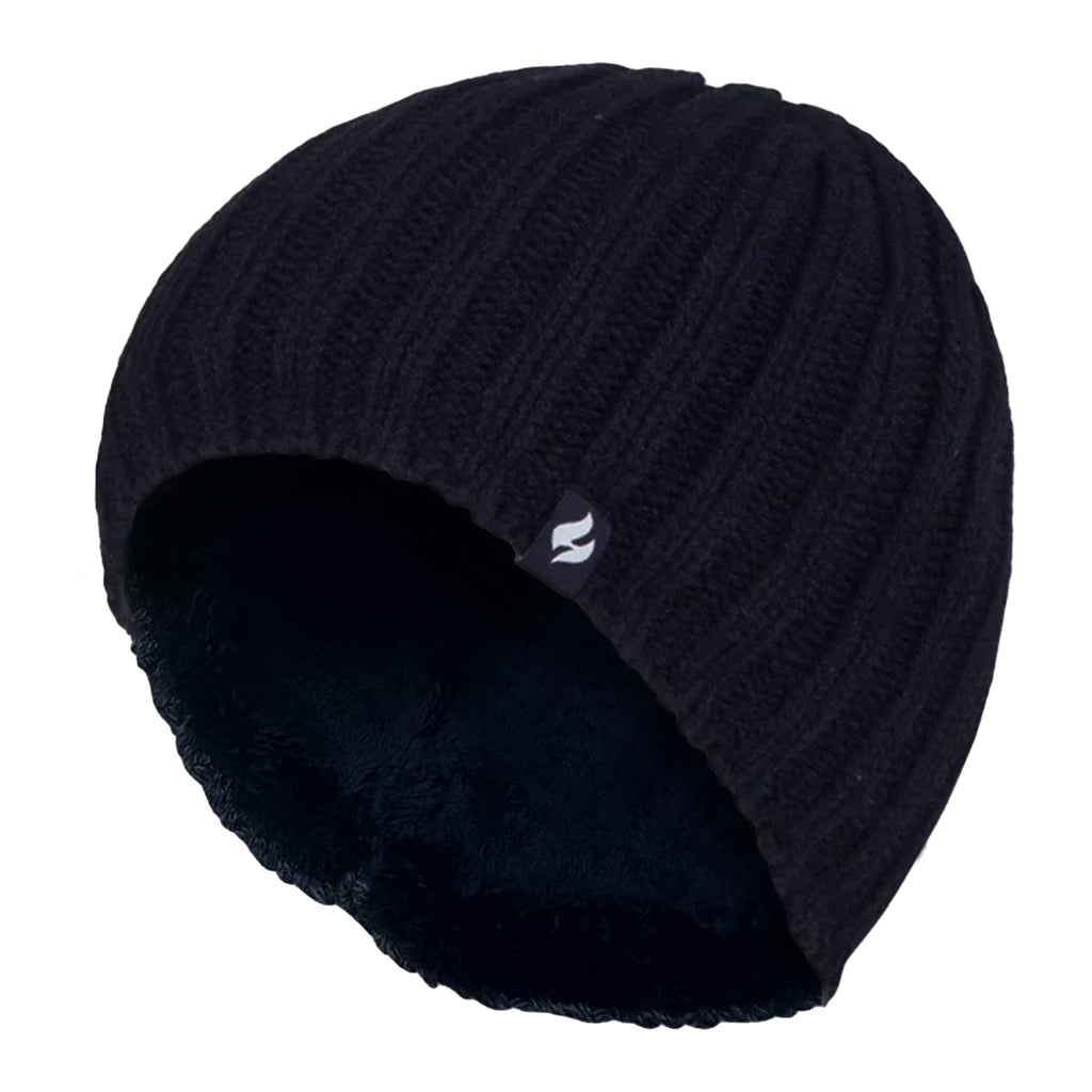 Mens 3.4 TOG Soft Fleece Lined Ribbed Knitted Thermal Winter Hat