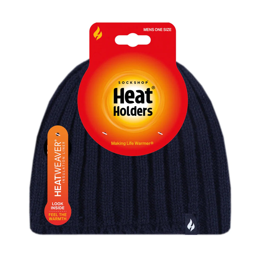Mens 3.4 TOG Soft Fleece Lined Ribbed Knitted Thermal Winter Hat