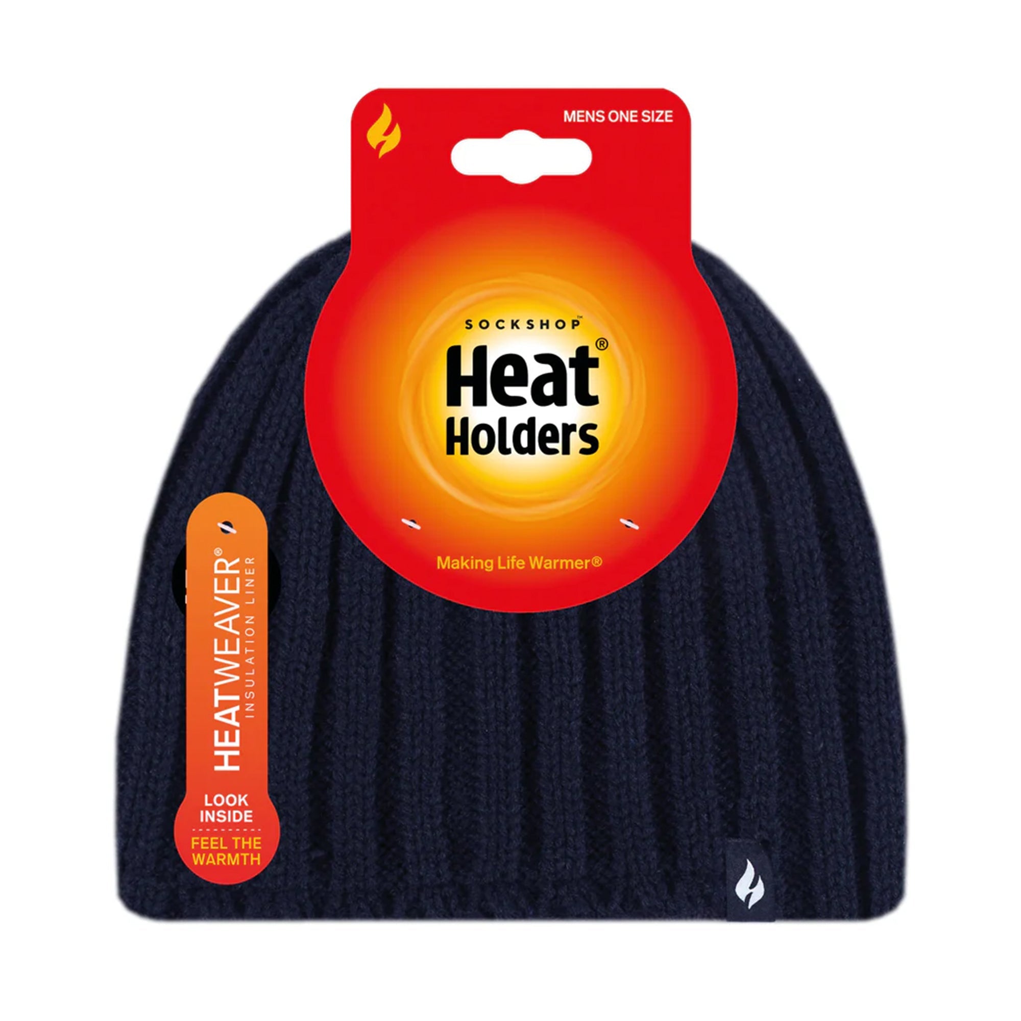 Mens 3.4 TOG Soft Fleece Lined Ribbed Knitted Thermal Winter Hat