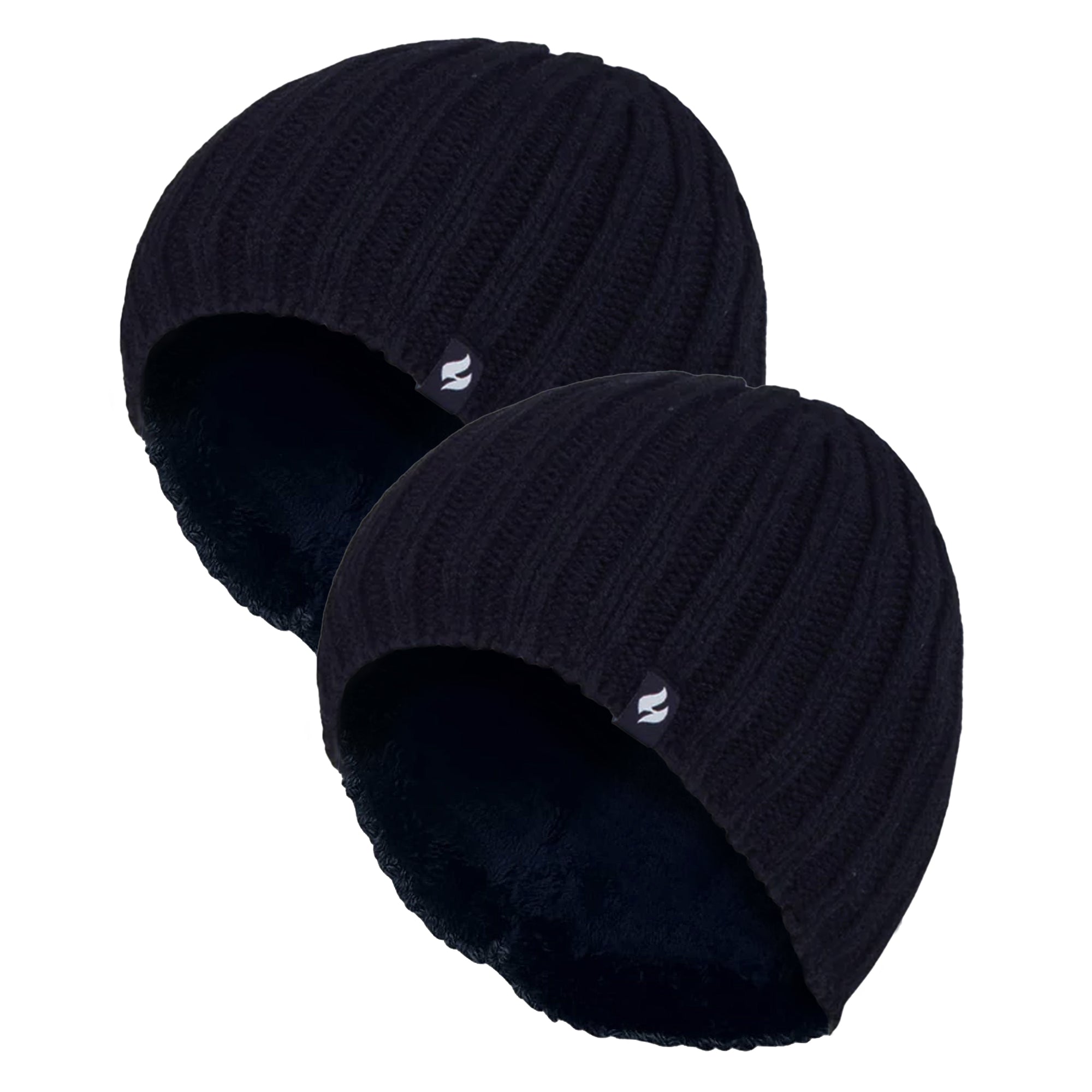 Mens Chunky Soft Winter Ribbed Hat - 2 Pack