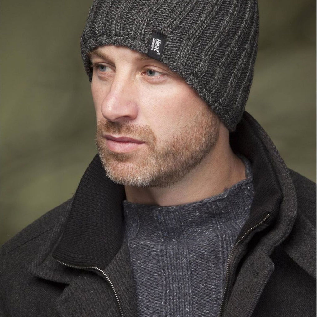 Mens Chunky Soft Winter Ribbed Hat - 2 Pack