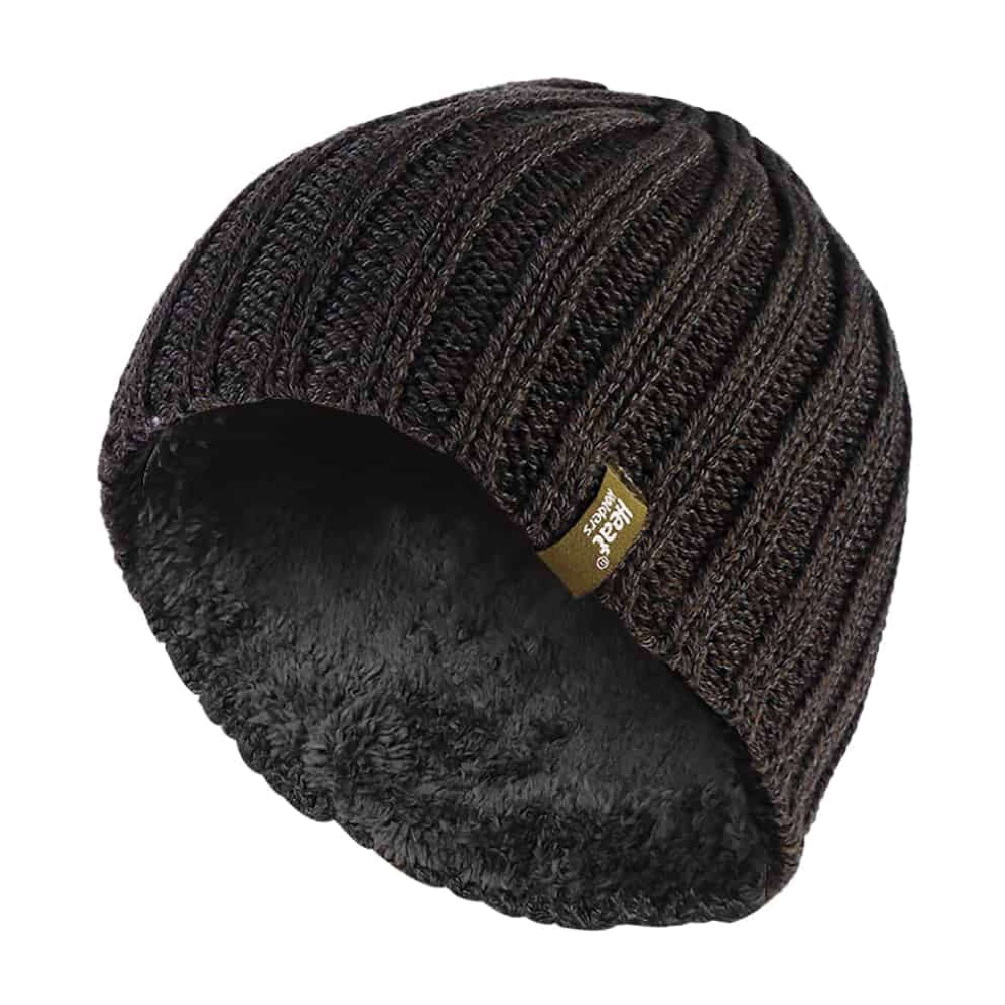 Mens 3.4 TOG Soft Fleece Lined Ribbed Knitted Thermal Winter Hat
