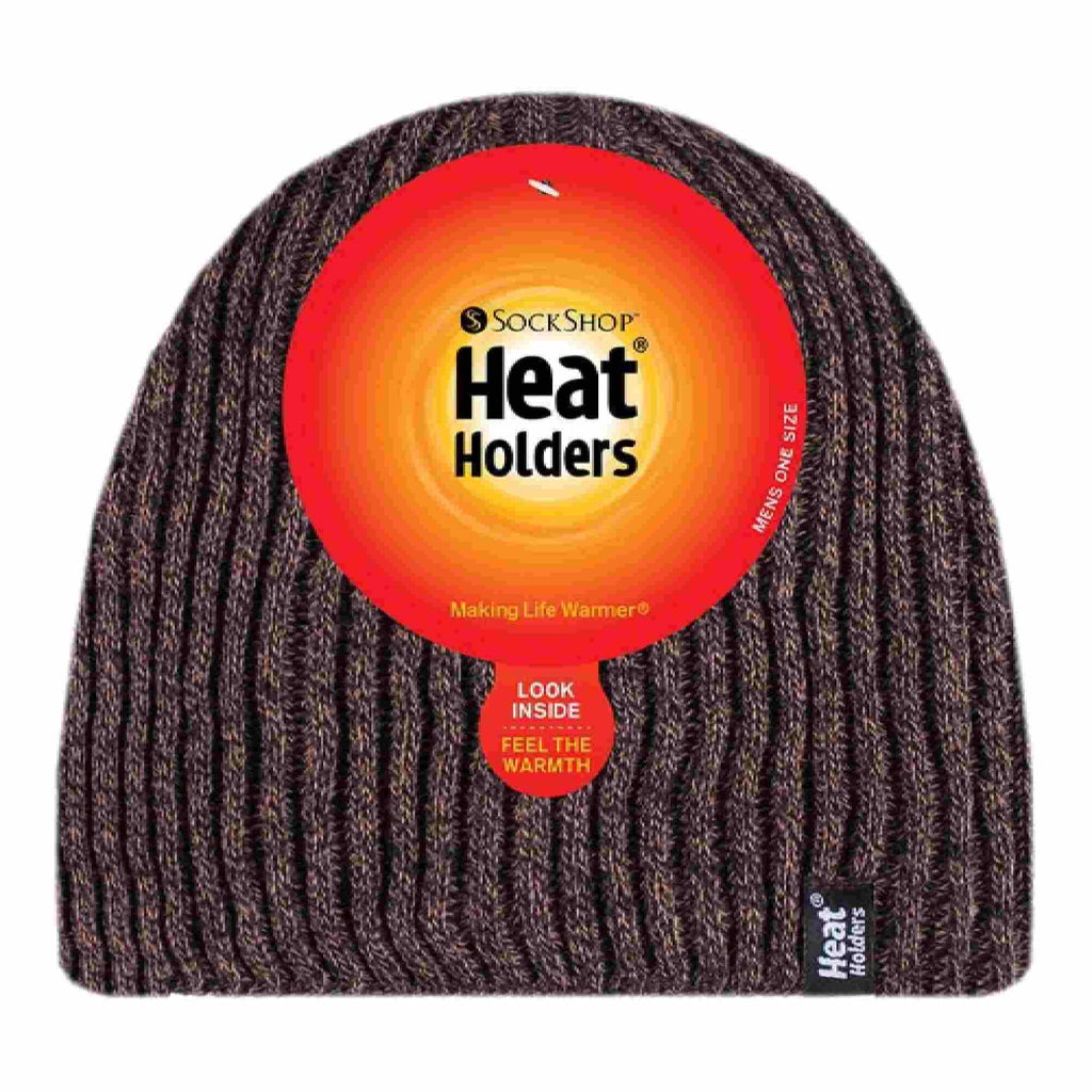 Mens Soft Fleece Lined Thermal Ribbed Beanie Hat