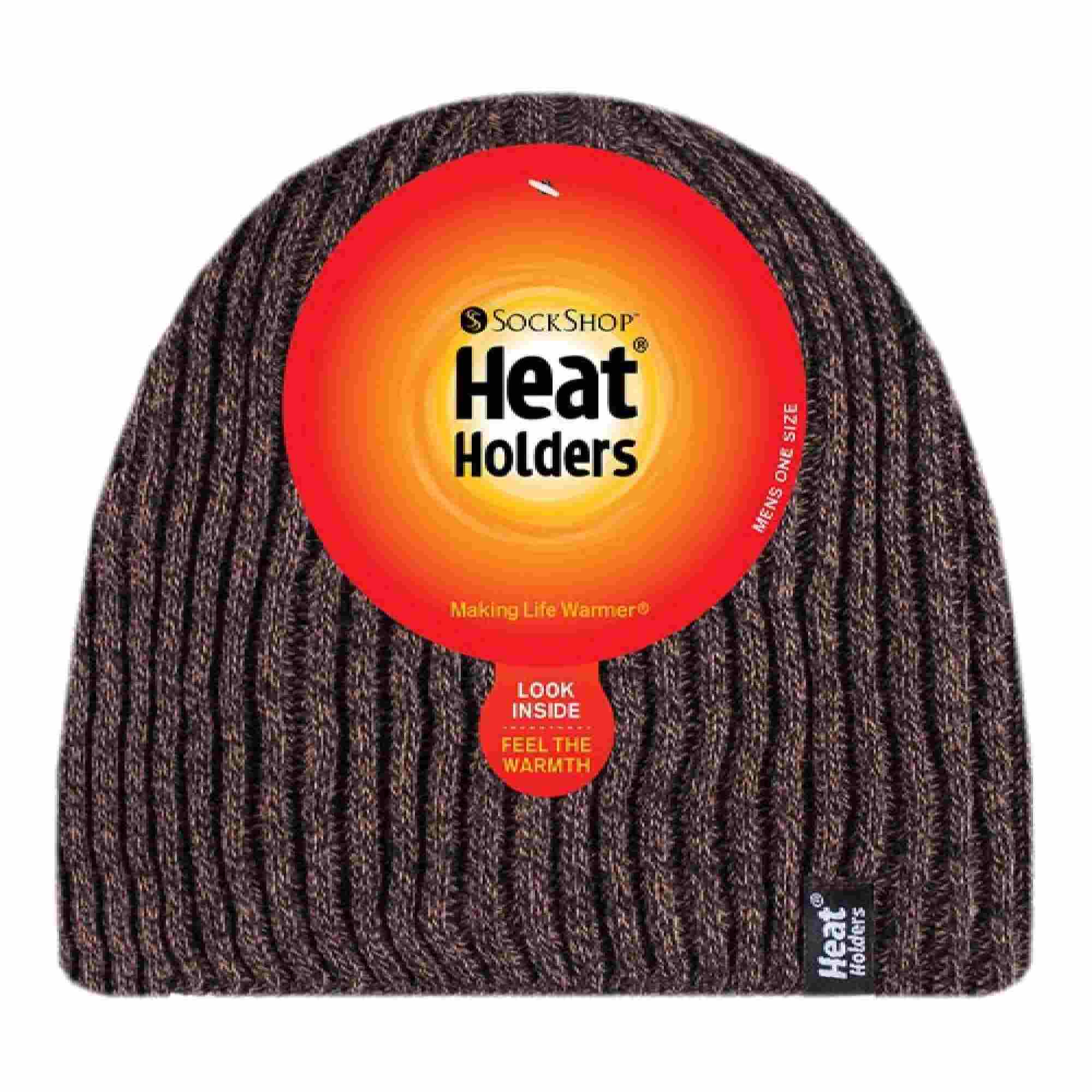 Mens Soft Fleece Lined Thermal Ribbed Beanie Hat