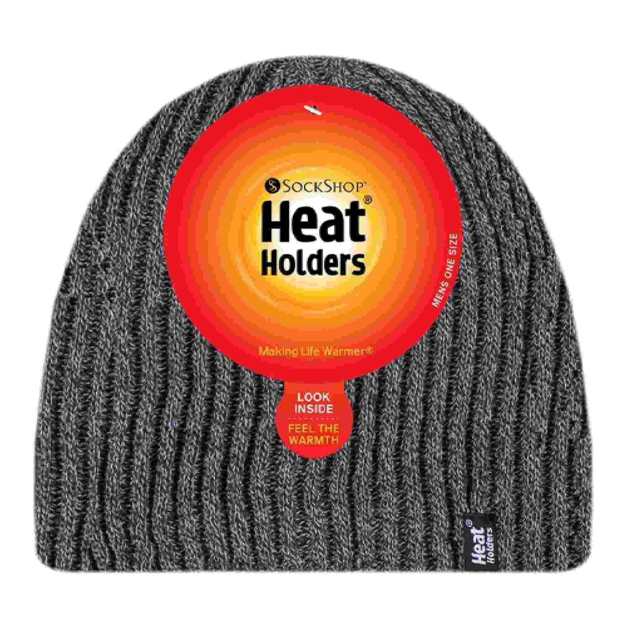 Mens Soft Fleece Lined Thermal Ribbed Beanie Hat