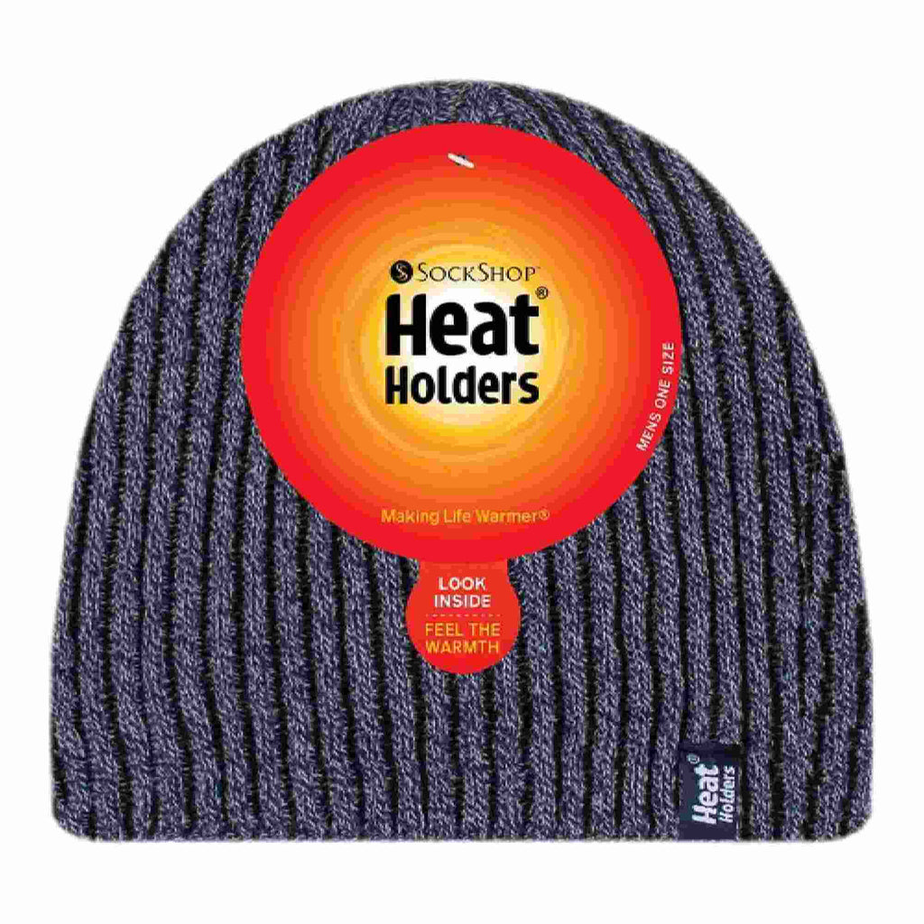 Mens Soft Fleece Lined Thermal Ribbed Beanie Hat