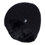 Mens Soft Fleece Lined Thermal Ribbed Beanie Hat
