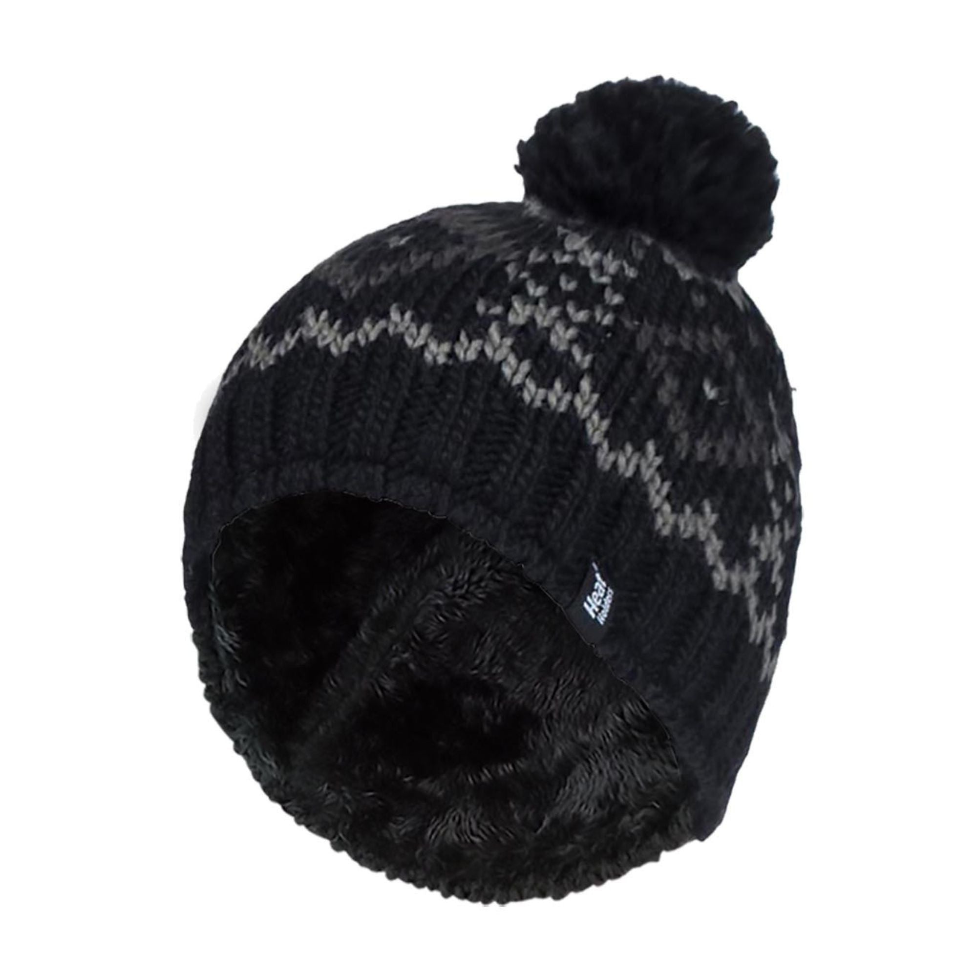Mens Fleece Lined Thermal Winter Warm Beanie Bobble Hat with Pom Pom