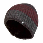 Mens Fleece Lined Striped Insulated Thermal Beanie Hat for Winter