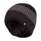 Mens Striped Turnover Cuff Knitted Thermal Beanie Hat for Winter