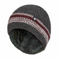 Mens Striped Turnover Cuff Knitted Thermal Beanie Hat for Winter