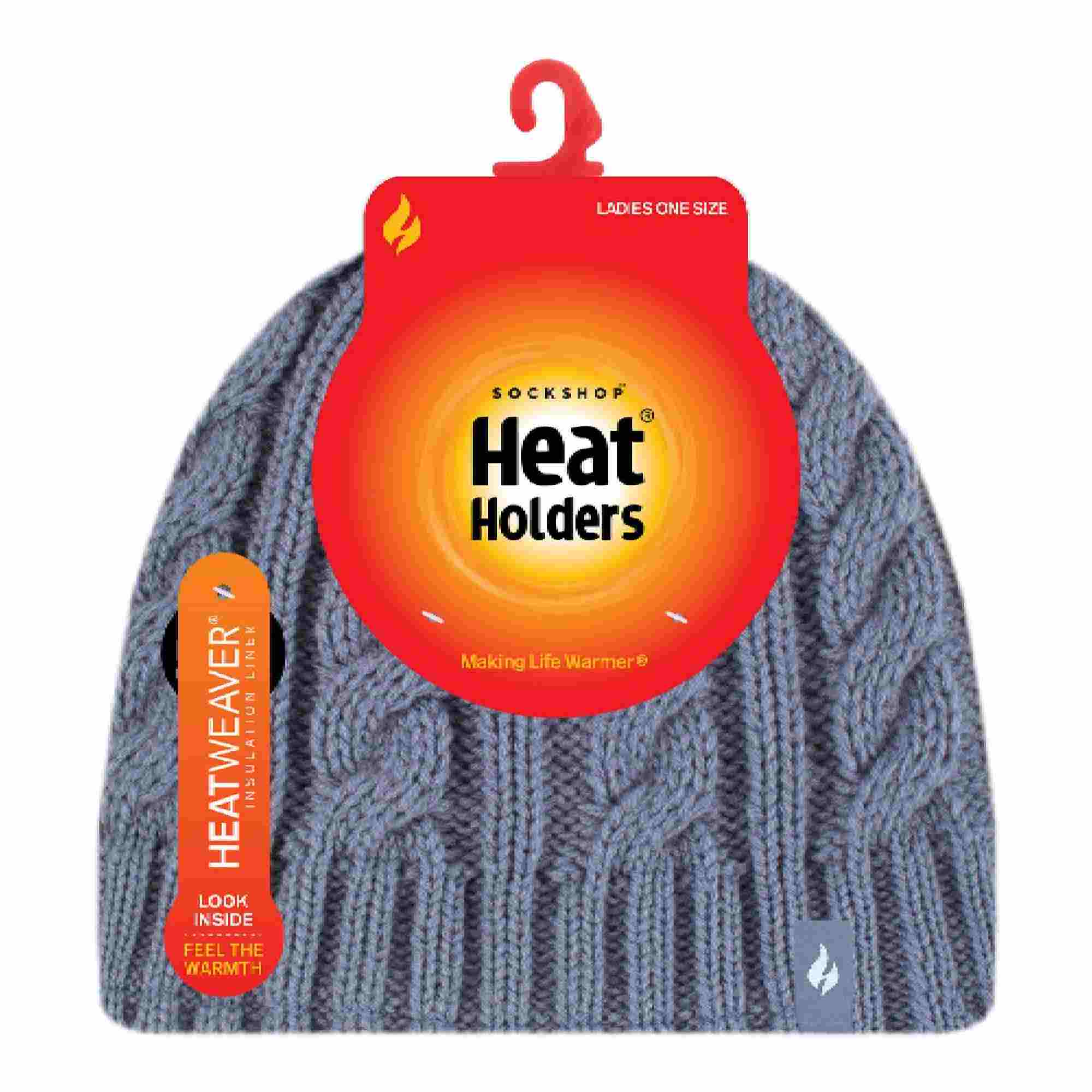 Ladies Cable Knit 3.4 Tog Fleece Lined Thermal Winter Hat