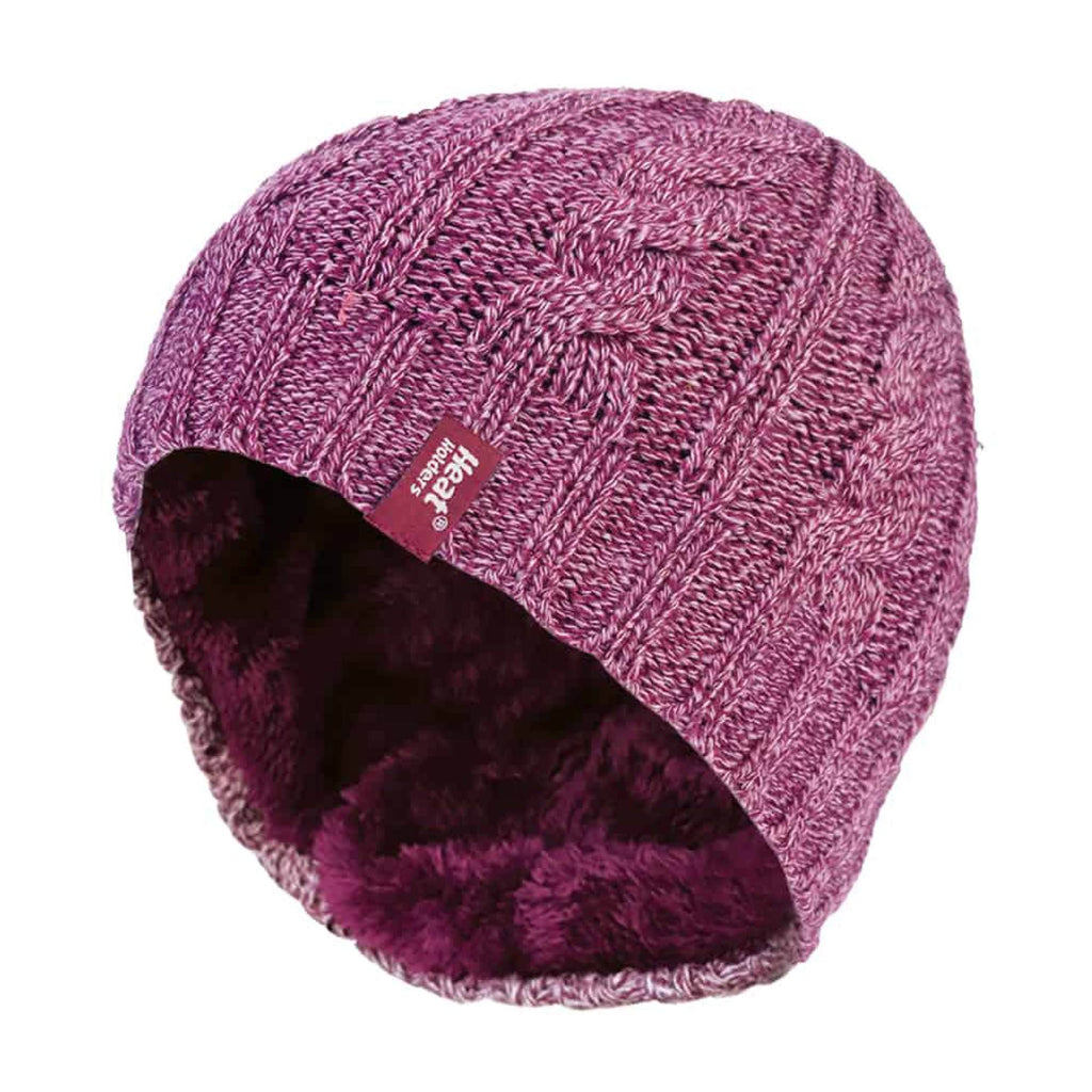 Ladies Cable Knit 3.4 Tog Fleece Lined Thermal Winter Hat
