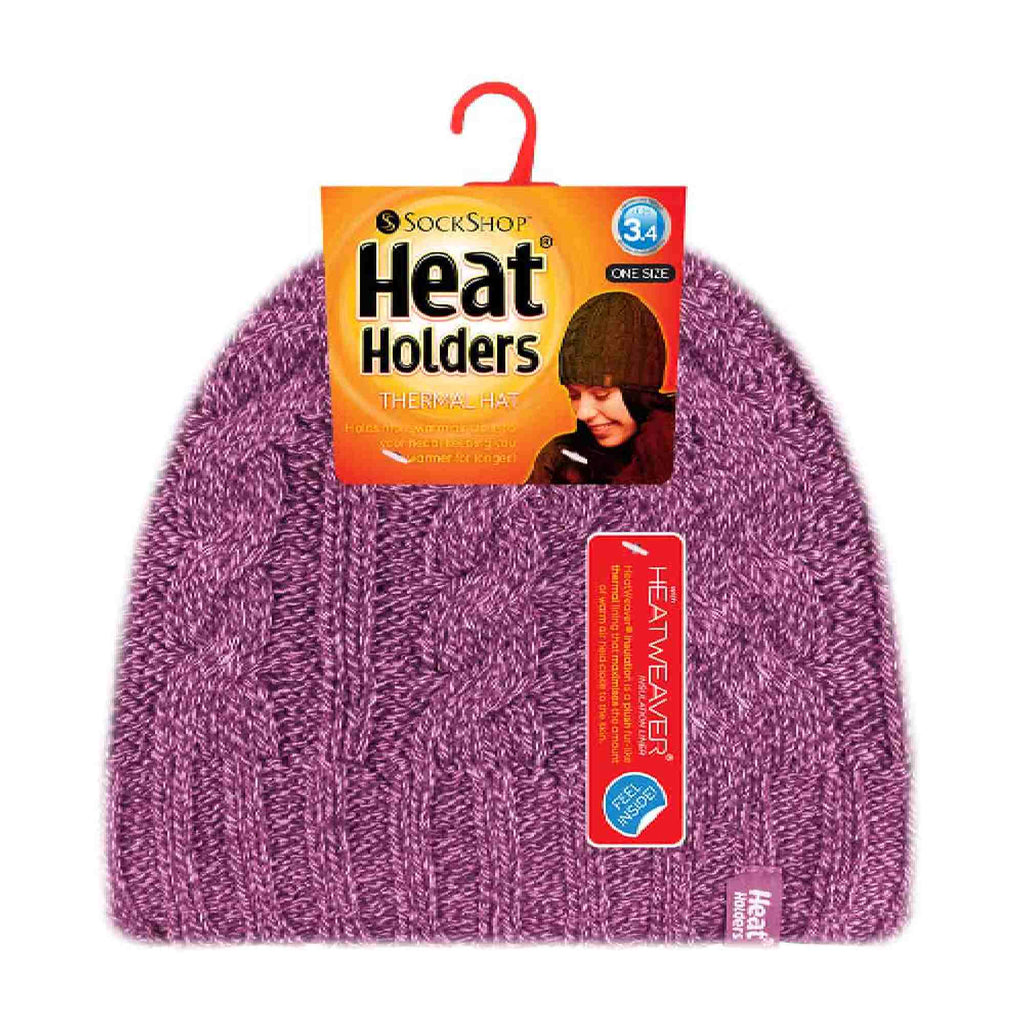 Ladies Cable Knit 3.4 Tog Fleece Lined Thermal Winter Hat