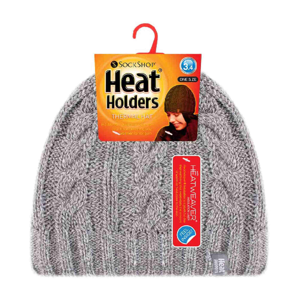 Ladies Cable Knit 3.4 Tog Fleece Lined Thermal Winter Hat