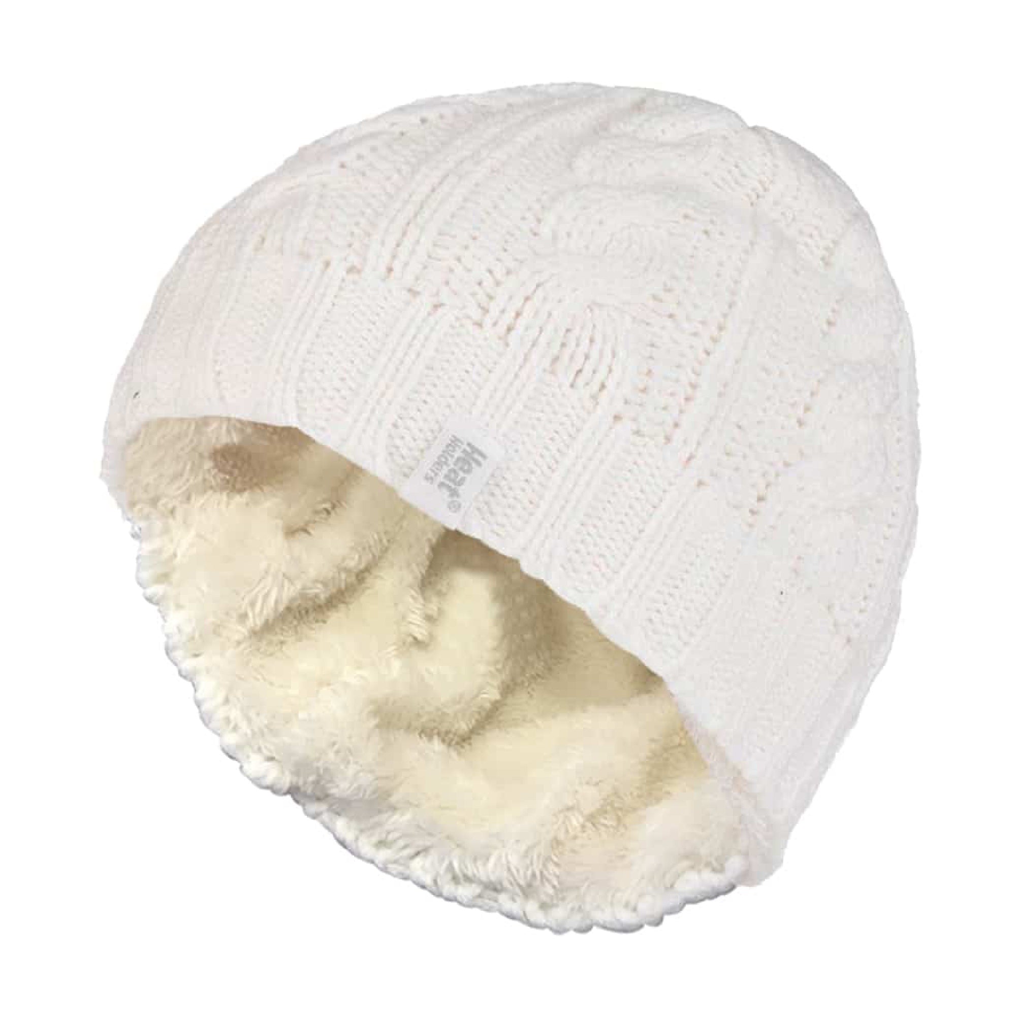 Ladies Cable Knit 3.4 Tog Fleece Lined Thermal Winter Hat