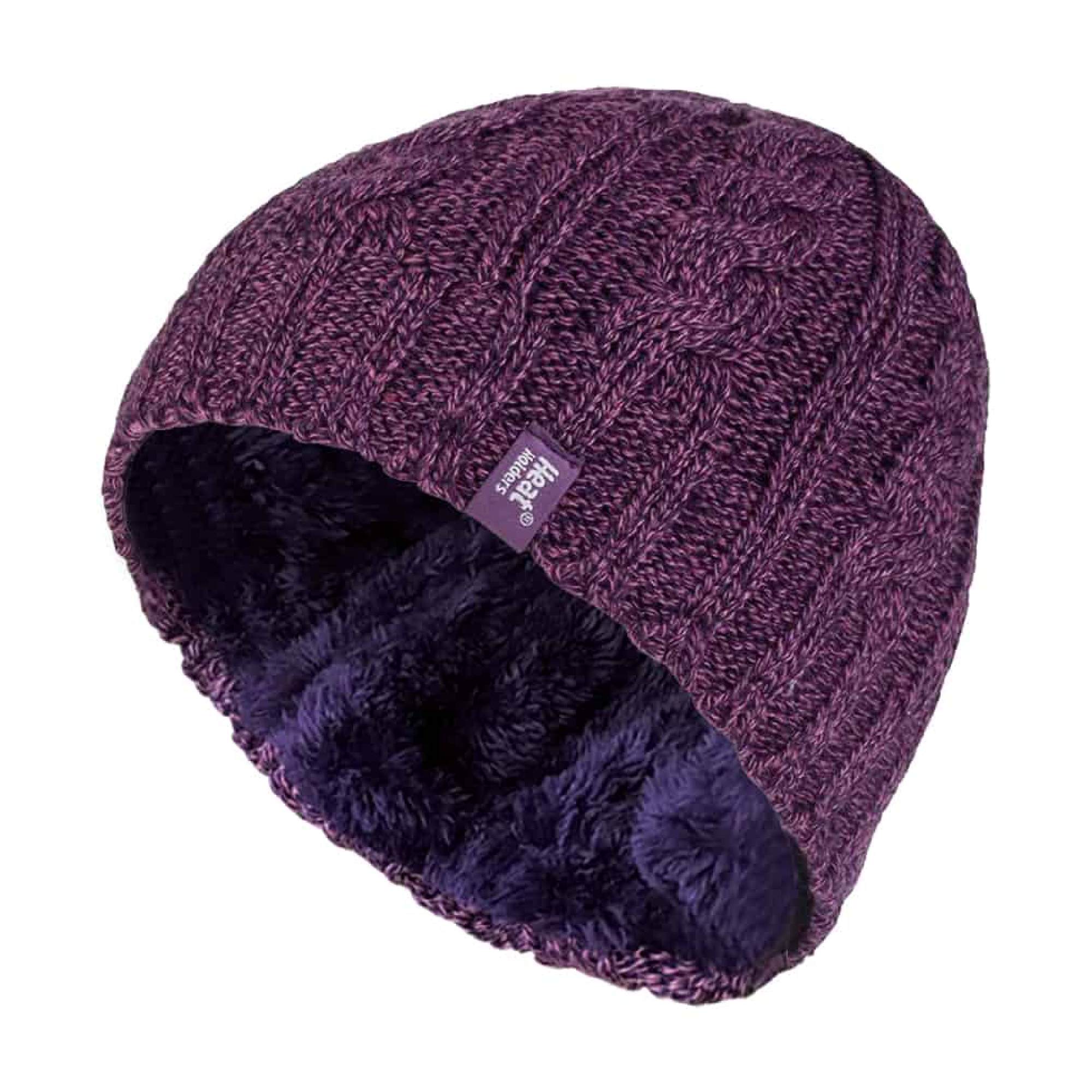 Ladies Cable Knit 3.4 Tog Fleece Lined Thermal Winter Hat