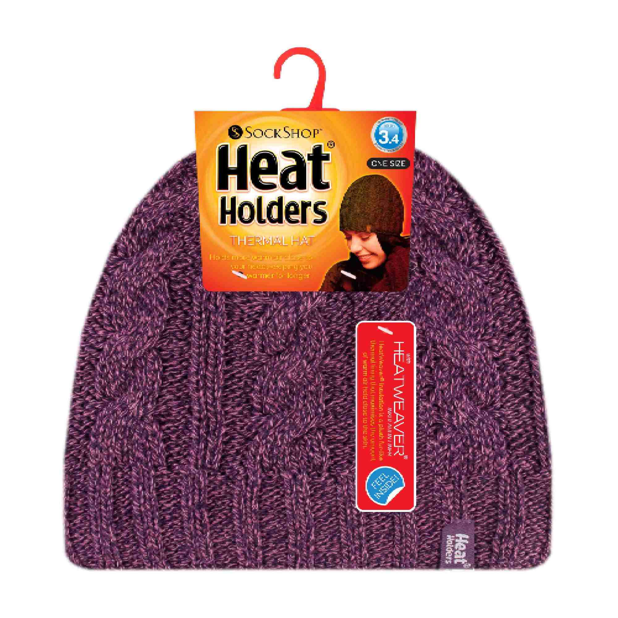 Ladies Cable Knit 3.4 Tog Fleece Lined Thermal Winter Hat