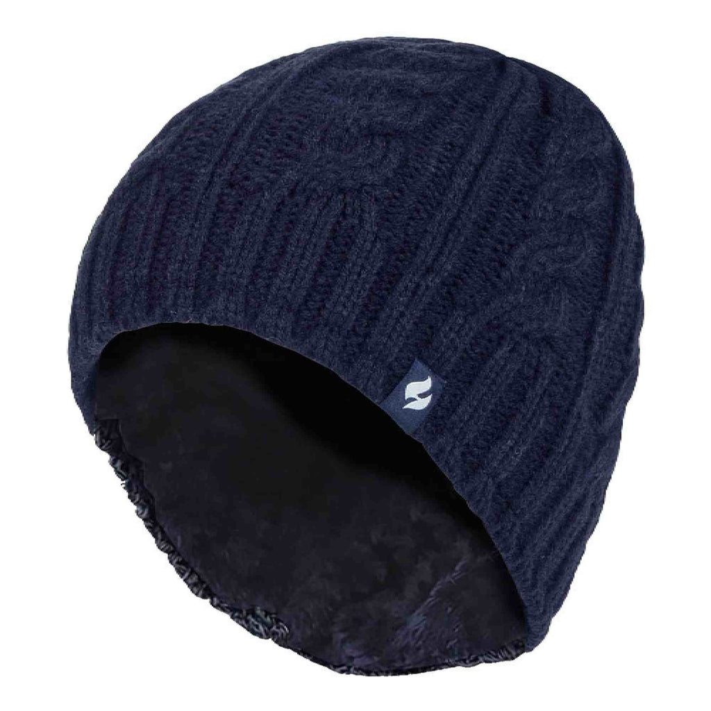Ladies Cable Knit 3.4 Tog Fleece Lined Thermal Winter Hat