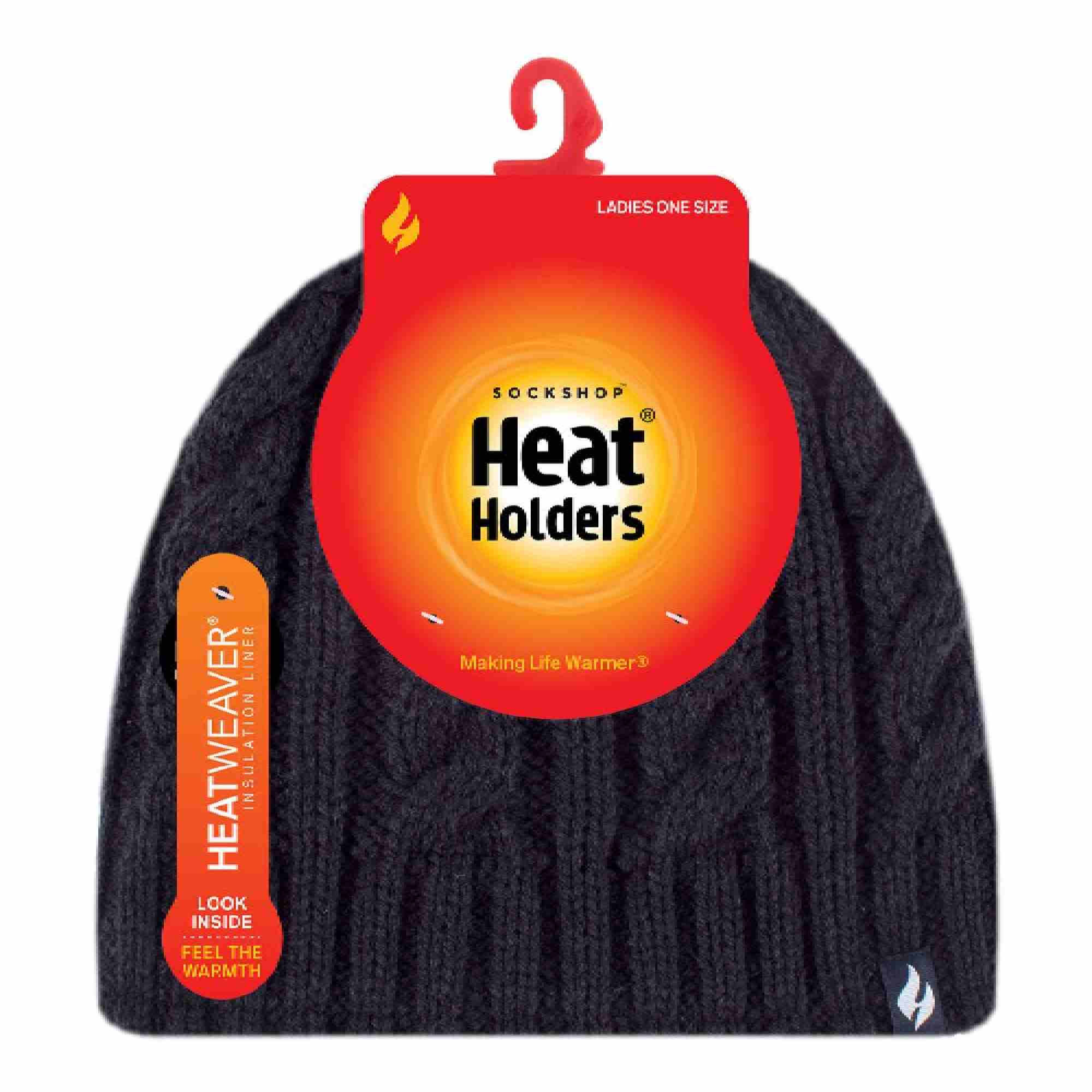 Ladies Cable Knit 3.4 Tog Fleece Lined Thermal Winter Hat