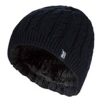 Ladies Cable Knit Fleece Lined Knitted Thermal Beanie Hat