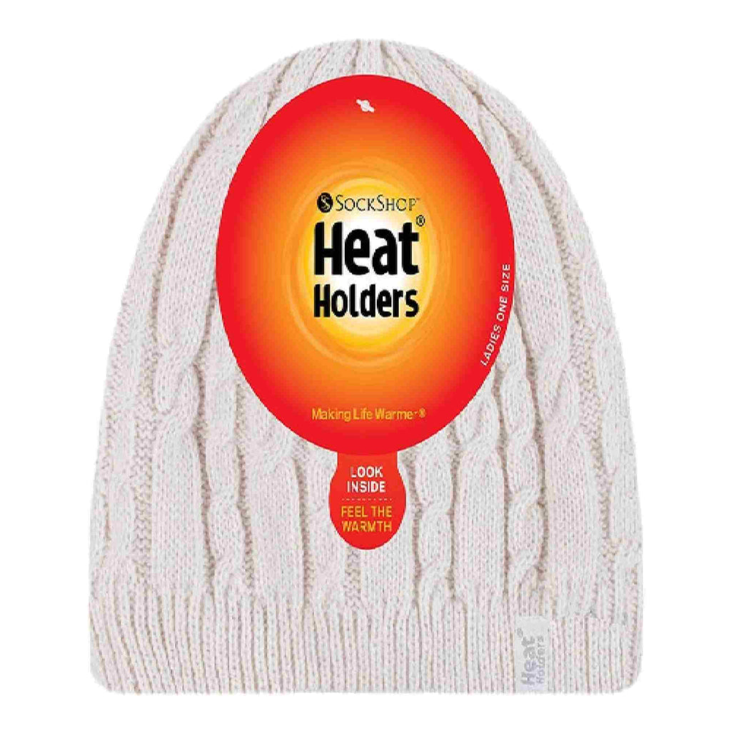 Ladies Cable Knit Fleece Lined Knitted Thermal Beanie Hat