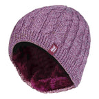 Ladies Cable Knit Fleece Lined Knitted Thermal Beanie Hat