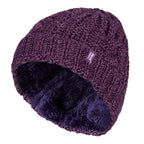 Ladies Cable Knit Fleece Lined Turnover Hat for Winter
