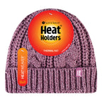 Ladies Cable Knit Fleece Lined Turnover Hat for Winter